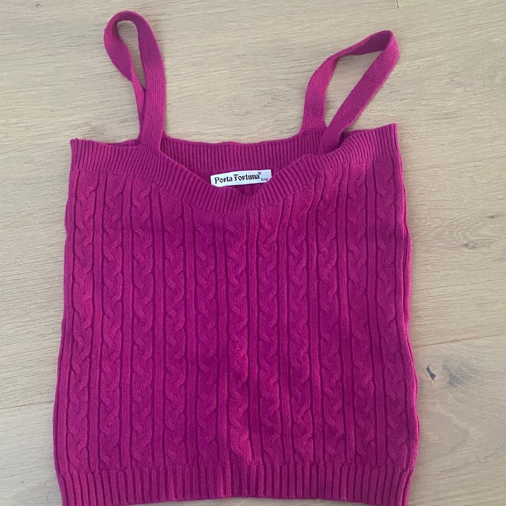 Porta Fortuna Pink Knit Tank Top